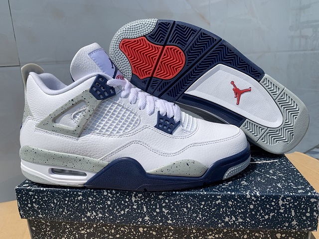 Women Air Jordan 4 Cement Midnight Navy